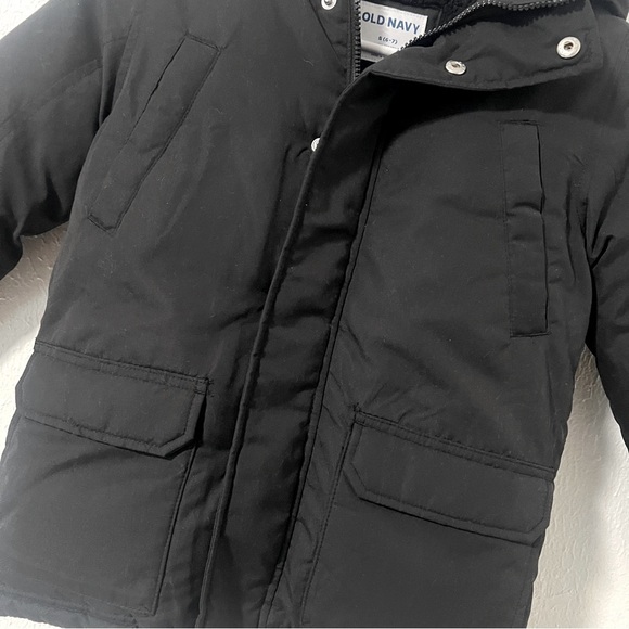 Old Navy Small (6-7) Black Boys Hooded Zip-Front Water-Resistant Jacket  NWOT - Picture 3 of 11